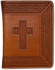 3D Belt Company BI123 Tan Bible Cover with Tooled Cross and Studs